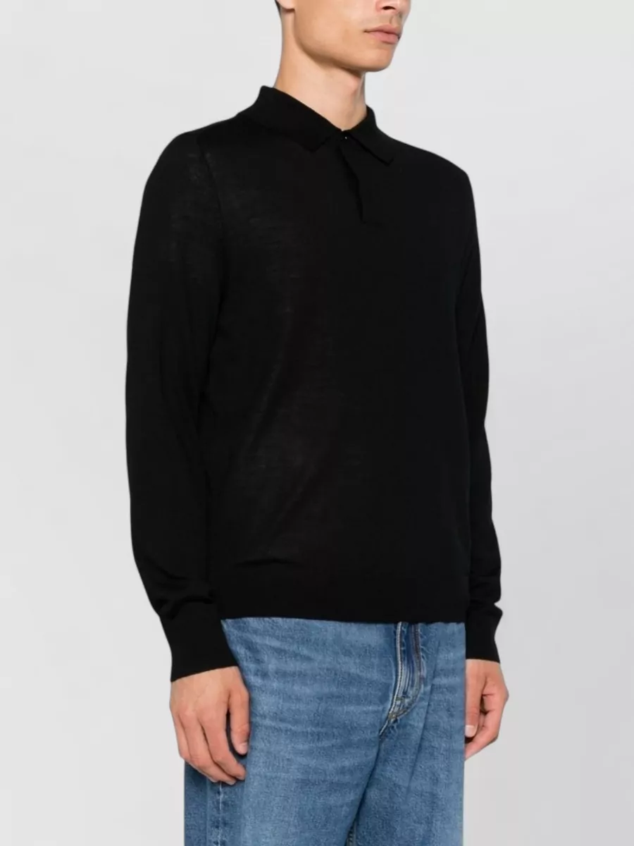 Paul Smith Merino Wool Slub-Knit Long-Sleeve Polo Shirt