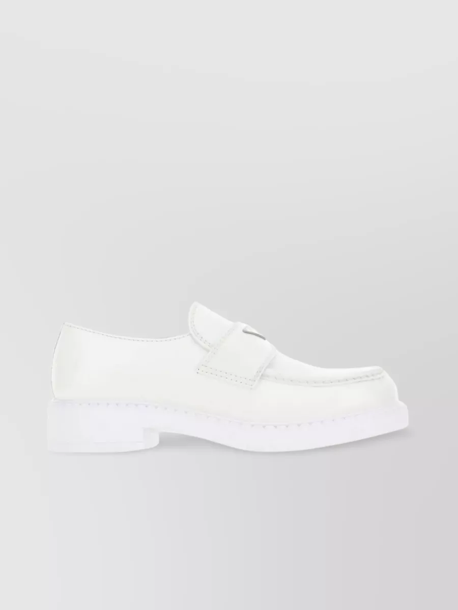 Shop Prada Iconic Triangle Loafer With Thick Sole In White