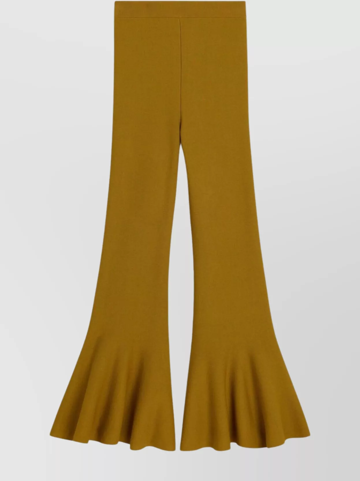 Ami Alexandre Mattiussi Fluted Hem High Waist Stretch Trousers In Brown