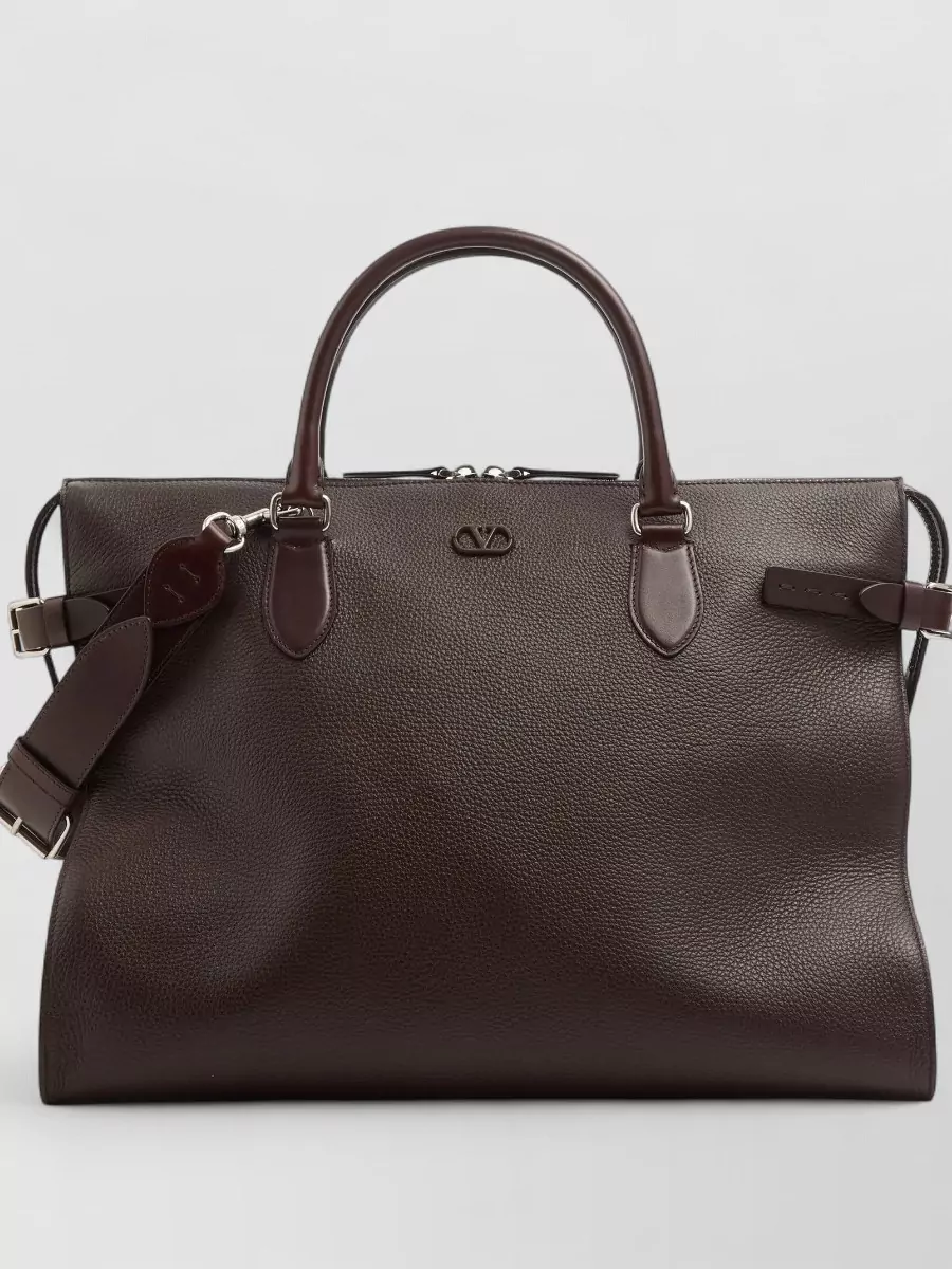 Valentino Deer Leather Large Double Handle Briefcase