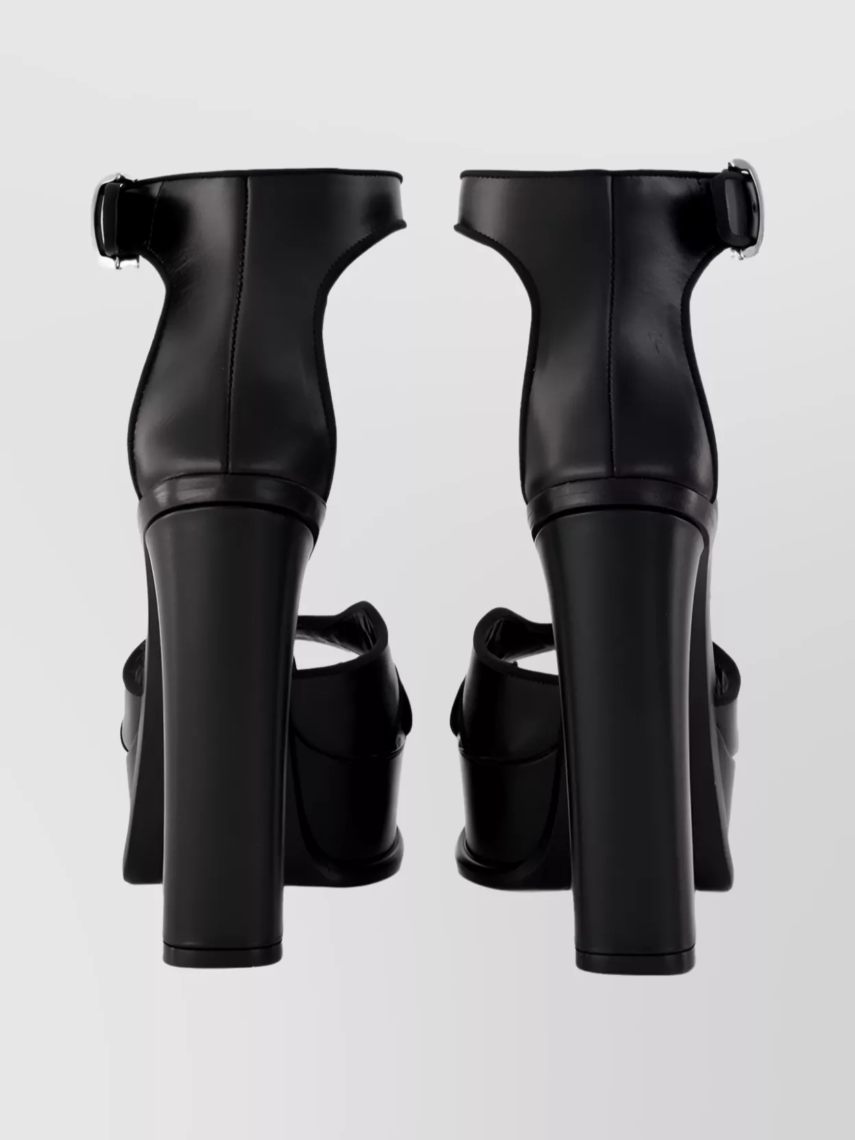 Alexander Mcqueen Silver Hardware Ankle Strap Open Toe Pumps