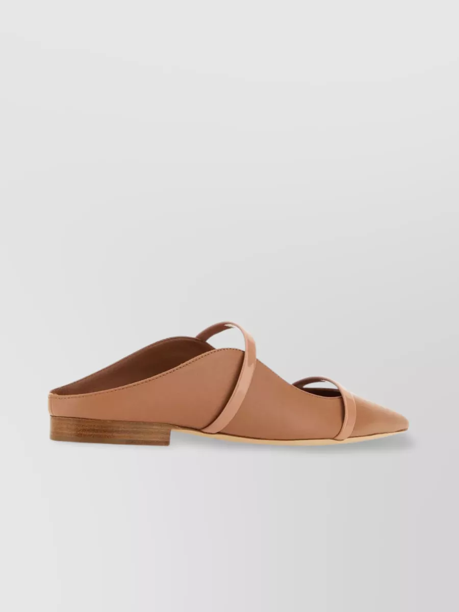 Shop Malone Souliers Nappa Leather Flat Slippers With Strap Detail In Brown