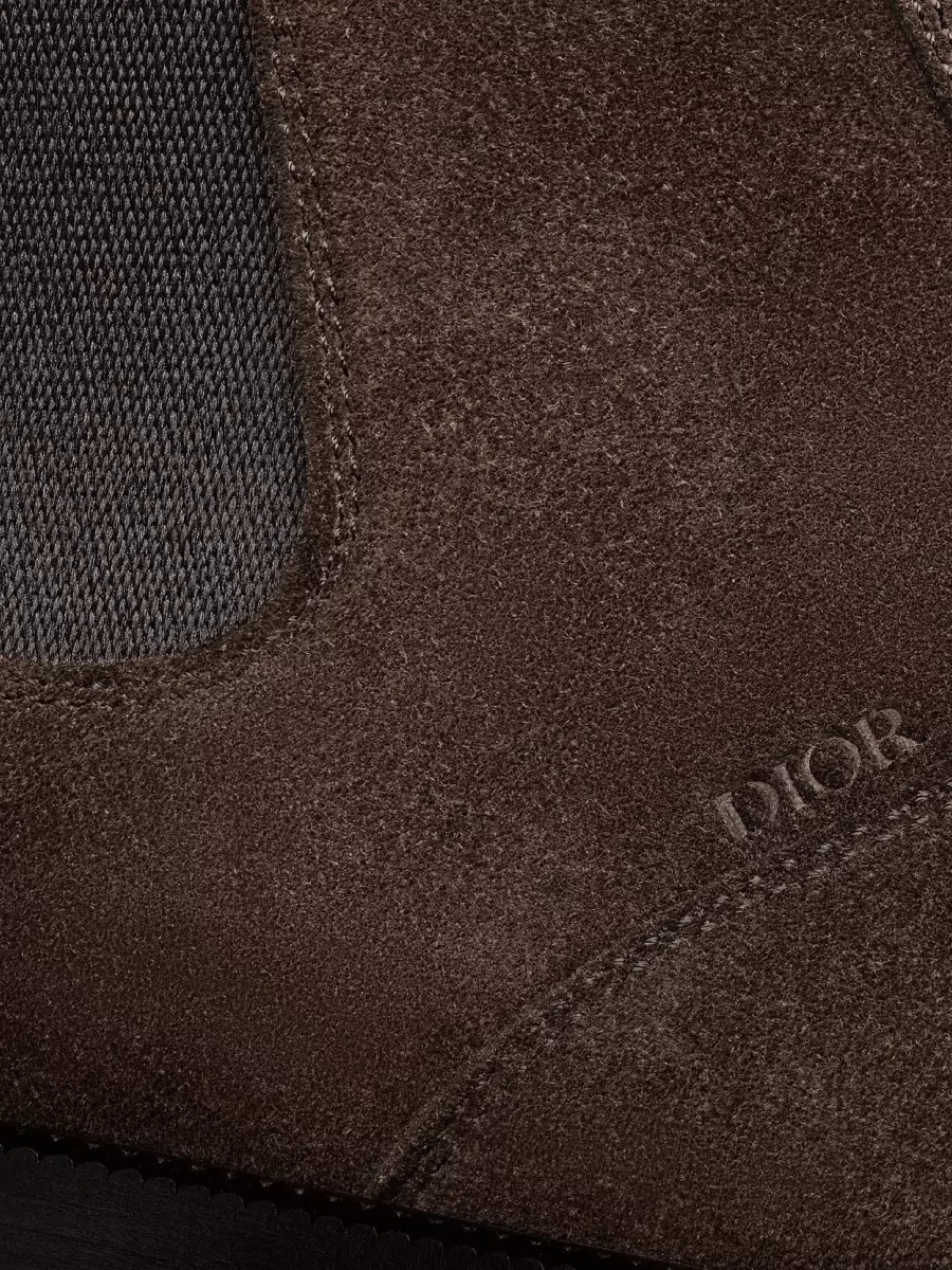 Christian Dior Suede Round Toe Boots With Stacked Heel