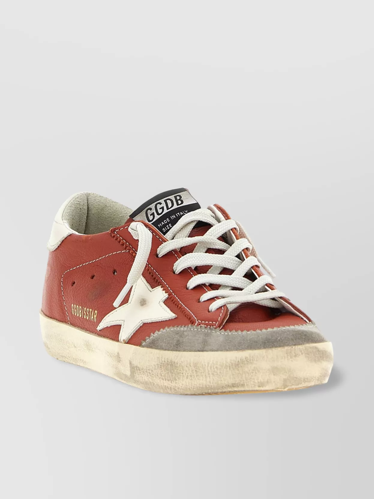 Golden Goose Super-star Distressed Suede-trimmed Leather Sneakers In Orange