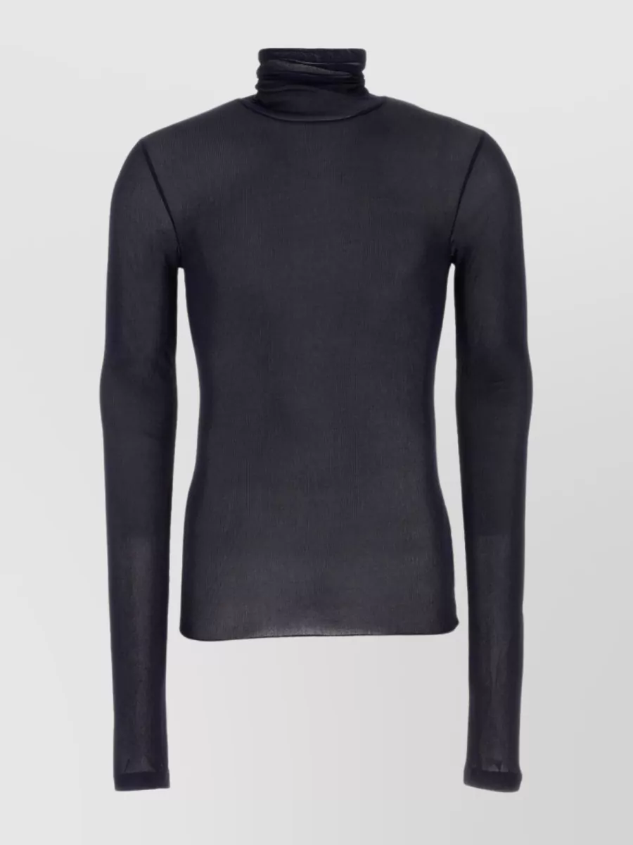 Shop Ami Alexandre Mattiussi Blend Turtleneck With Long Sleeves In Blue