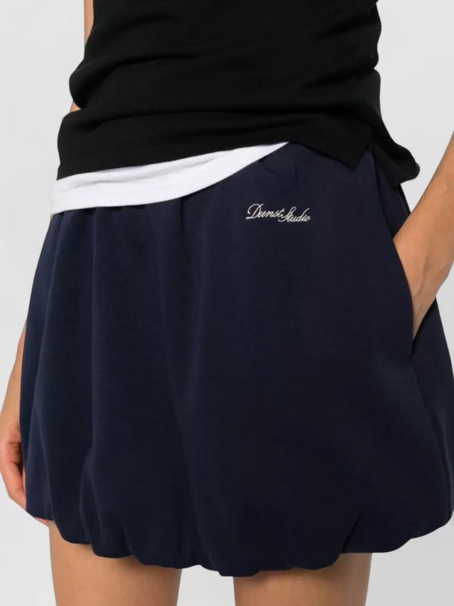 Dunst Gathered Logo-Embroidered Mini Skirt