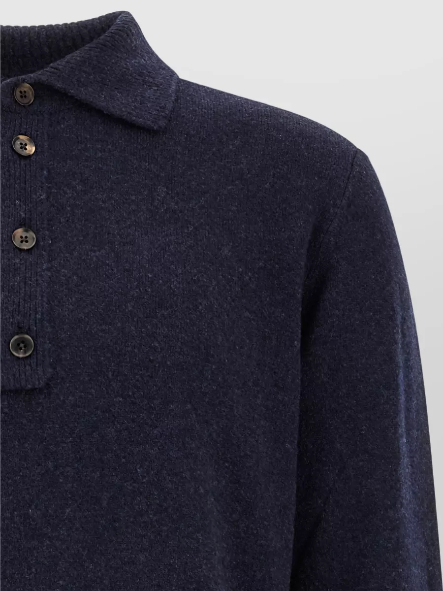 Zegna Cashmere Wool Long-Sleeve Polo Jumper