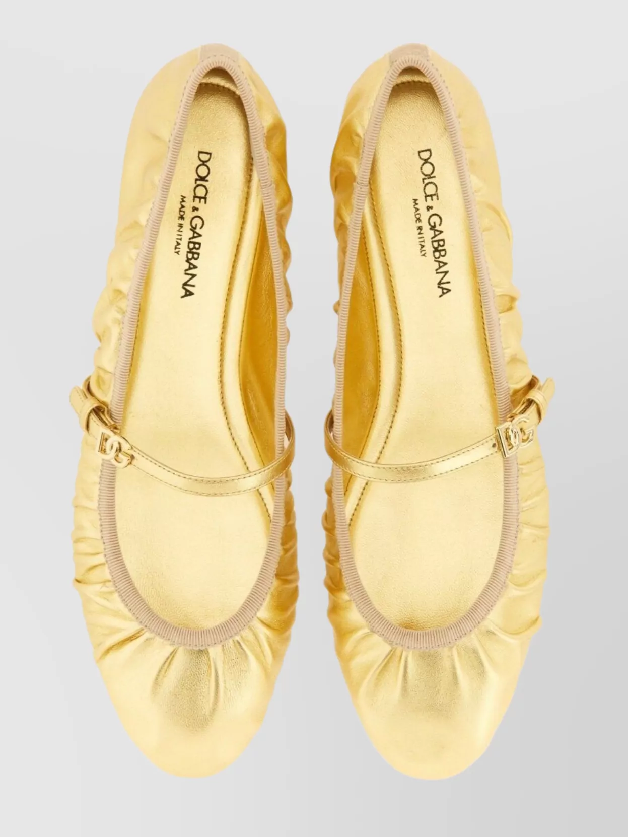 Dolce&Gabbana Metallic Leather Ballerina Shoes
