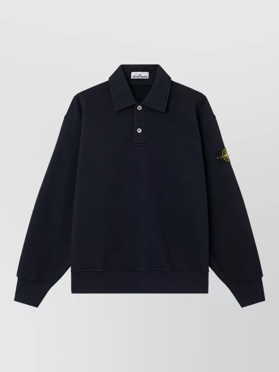 Stone Island cotton long-sleeve polo shirt