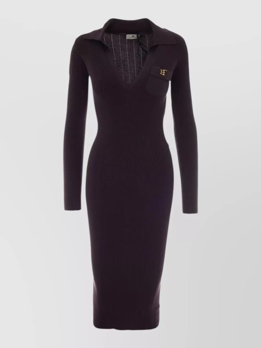 Elisabetta Franchi silk long-sleeve midi knitted dress