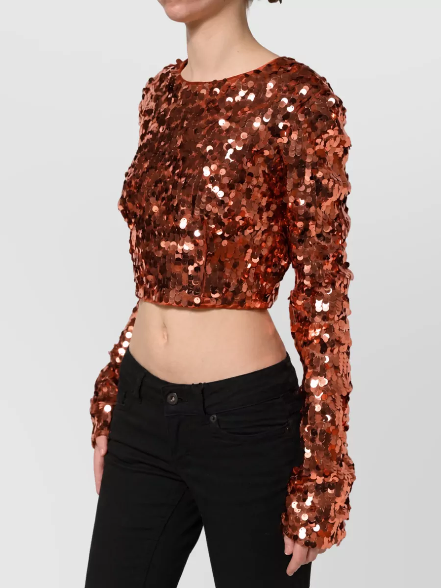 Dolce&Gabbana Sequined Long-Sleeve Cropped Jacket