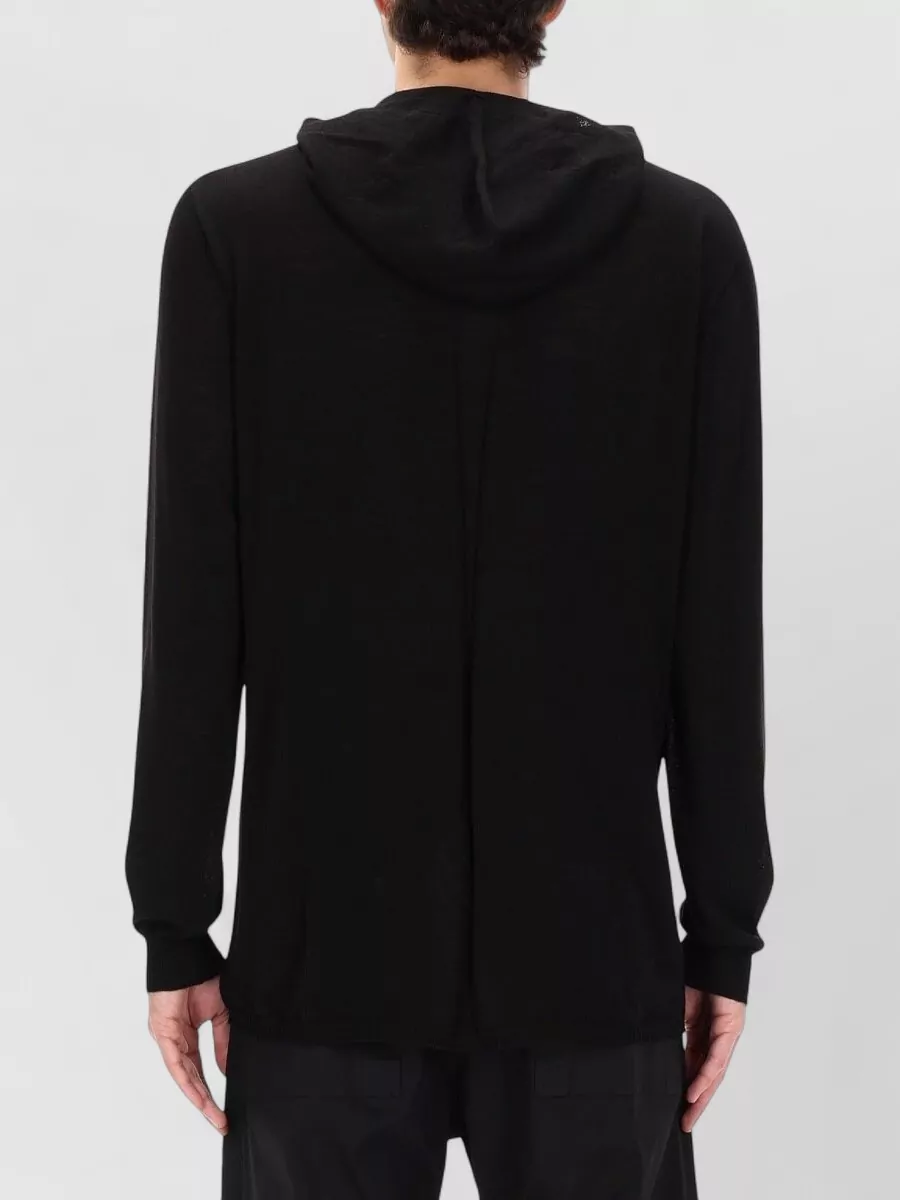 Rick Owens Long Sleeve Hood Knit Top Rib Cuffs
