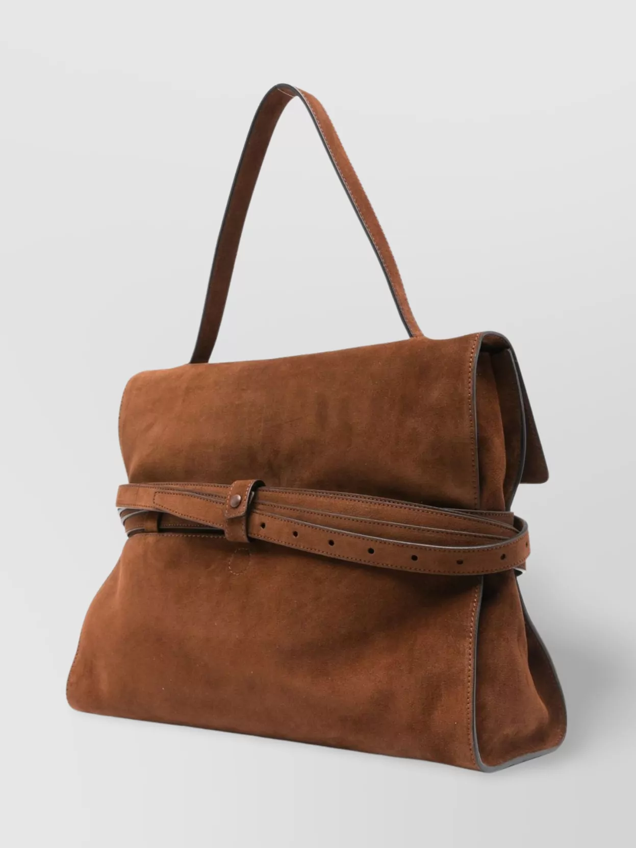 Moschino Suede Top Handle Shoulder Bag Buckle