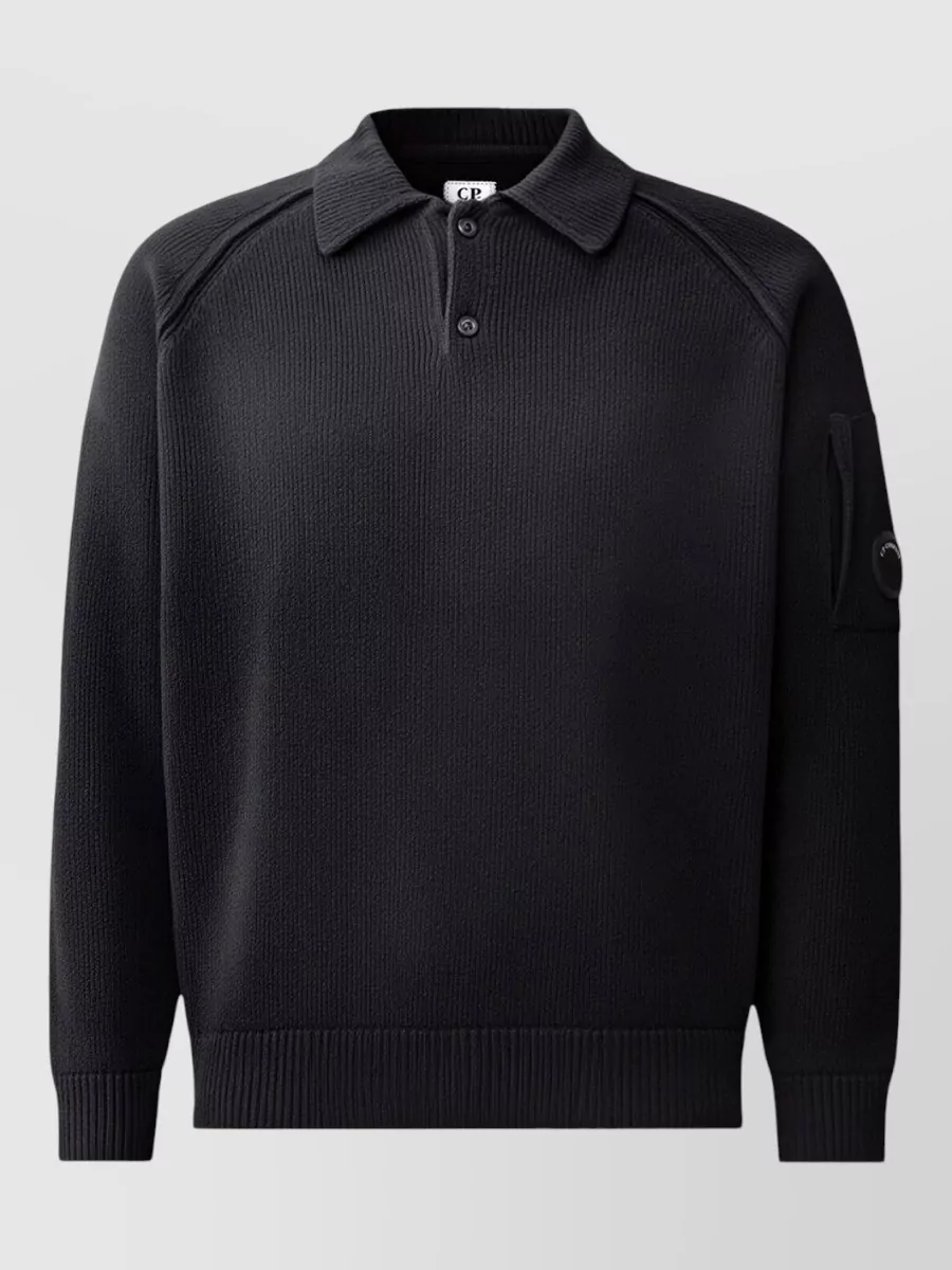 C.P. Company ribbed chenille polo shirt