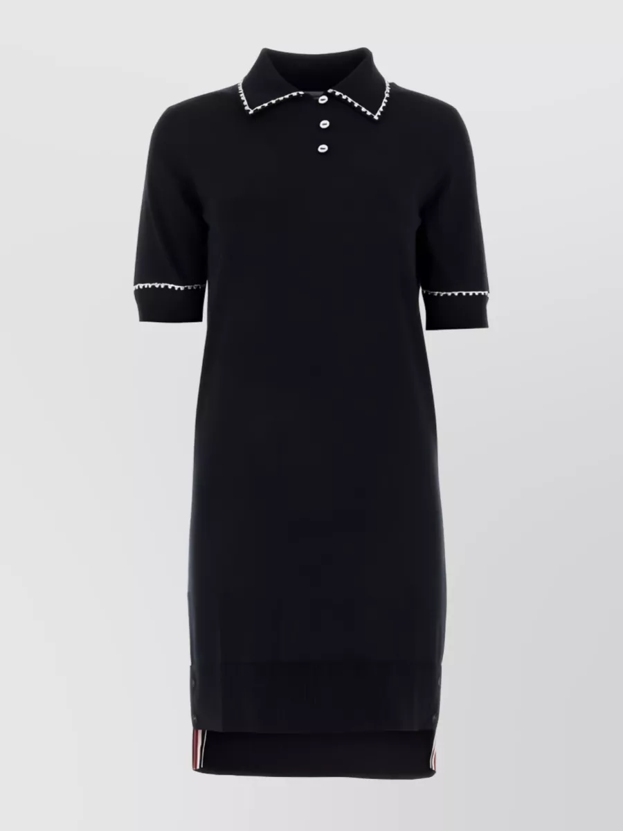 Shop Thom Browne Contrast Trim Polo Dress In Black