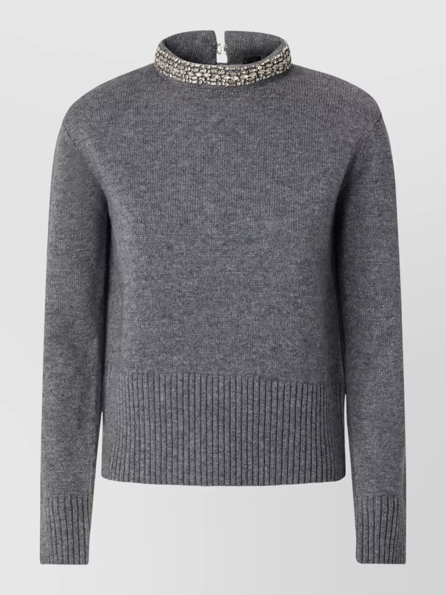 Pinko Cashmere wool cropped crewneck sweater