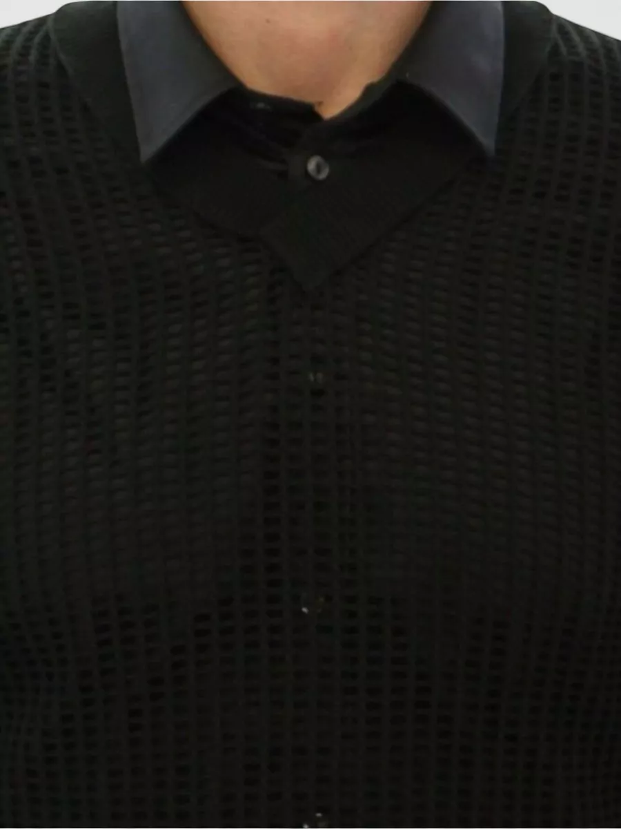 Dolce&Gabbana Cotton V-Neck Long-Sleeve Mesh Sweater