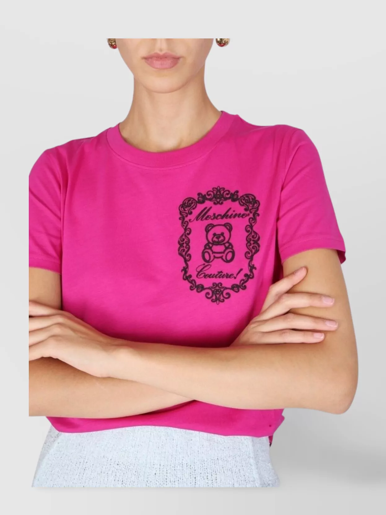 Moschino Logo Graphic Print Crew Neck T-shirt In Pink
