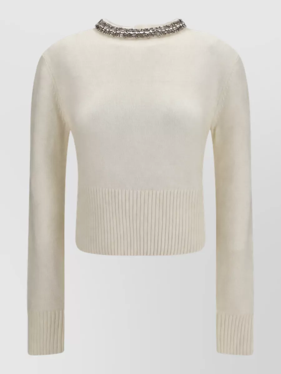 Pinko cashmere wool rhinestone-embellished sweater
