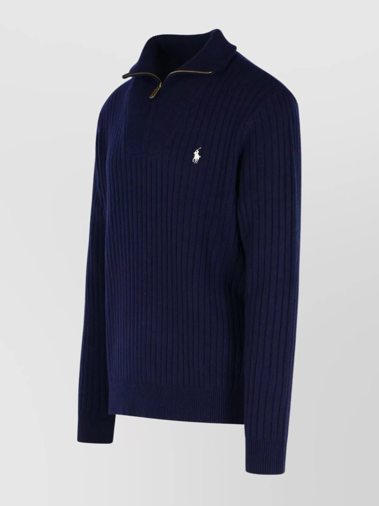 Polo Ralph Lauren Wool Cotton Sweater Ribbed Texture Long Sleeves