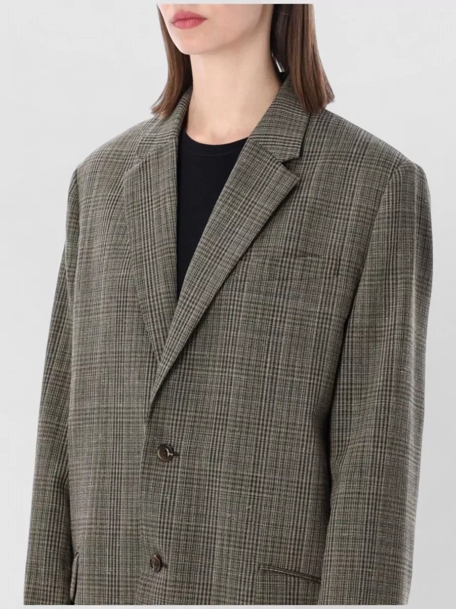 Soeur Checked Oversized Wool-Blend Suit Jacket