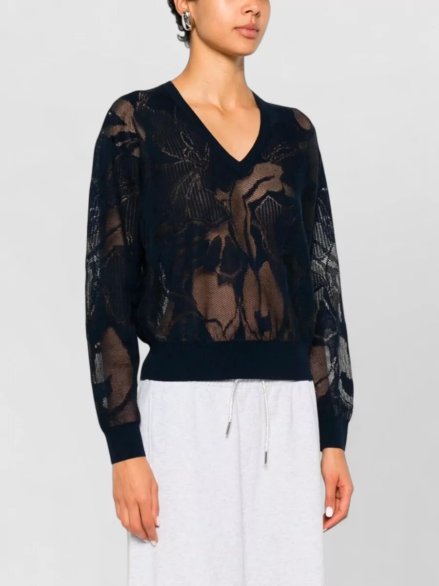 Dries Van Noten Cotton Lace V-Neck Sweater