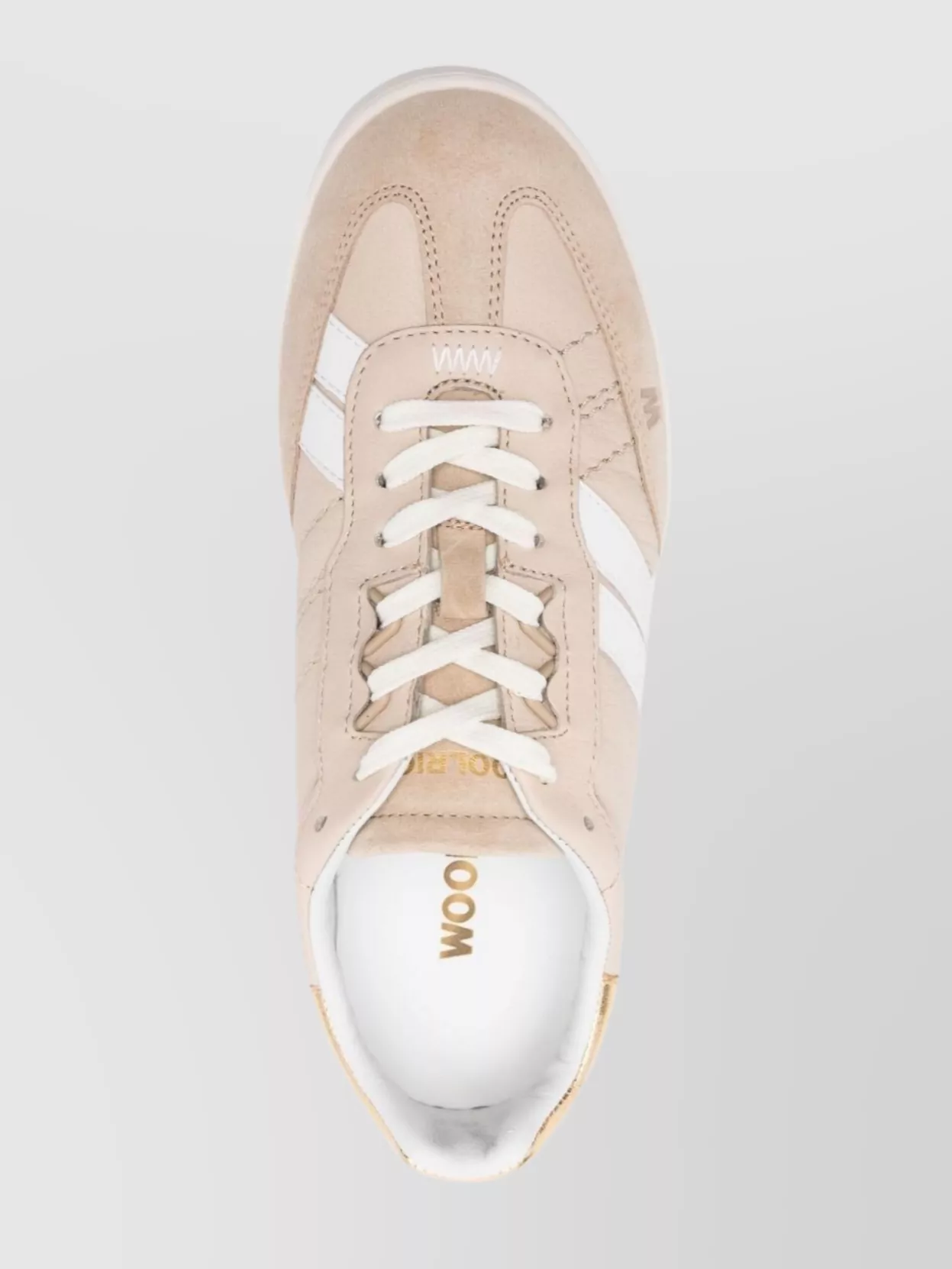 Woolrich Champagne Leather Low-Top Sneakers With Gold Detail