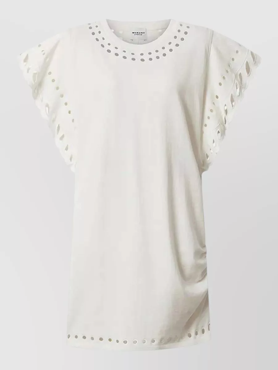 Isabel Marant Etoile cotton laser-cut short-sleeve mini dress