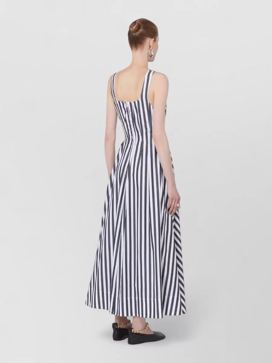 Sportmax Cotton Poplin Square Neck Maxi Dress