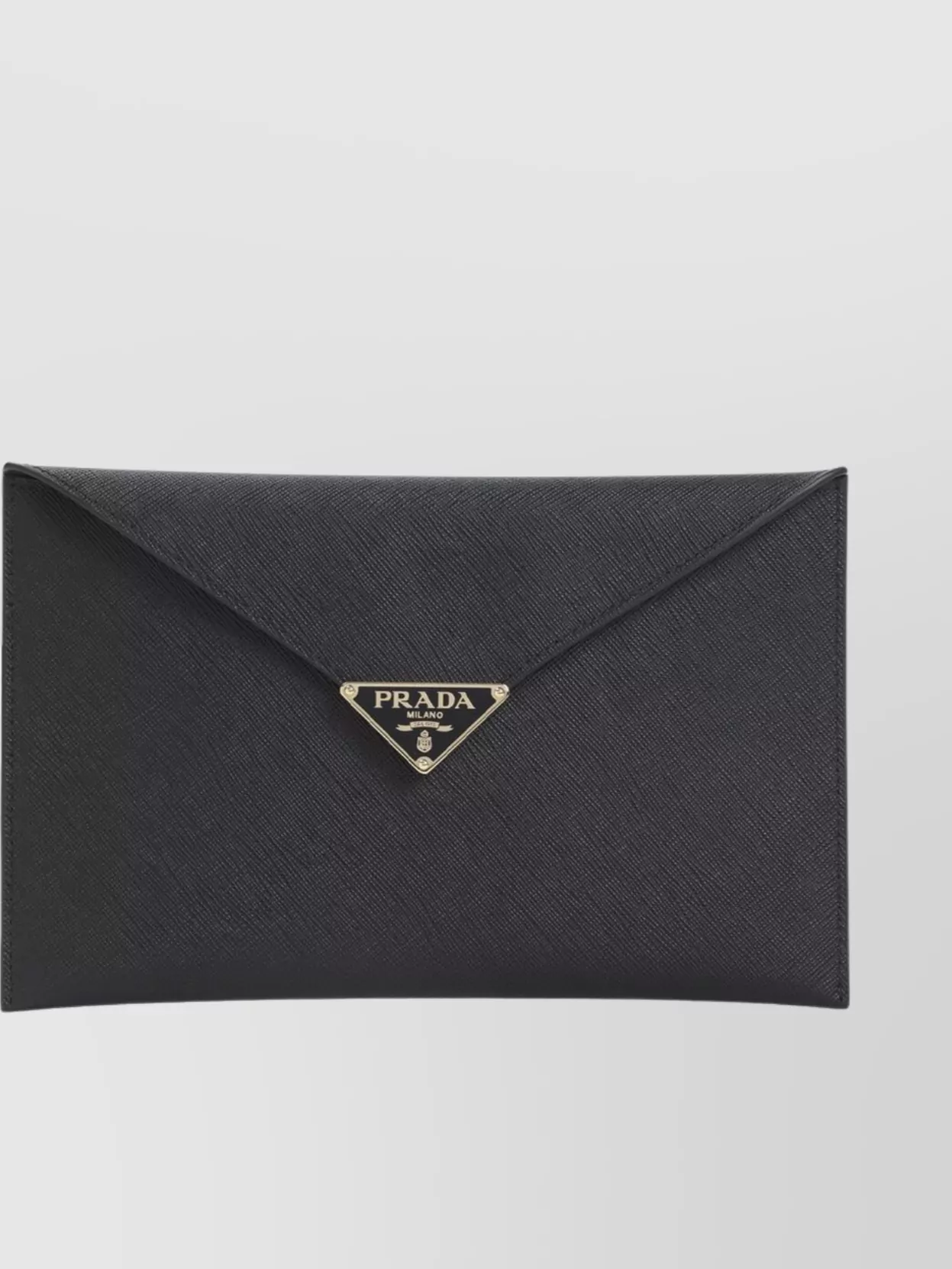 Prada Leather Envelope Clutch Triangle Logo