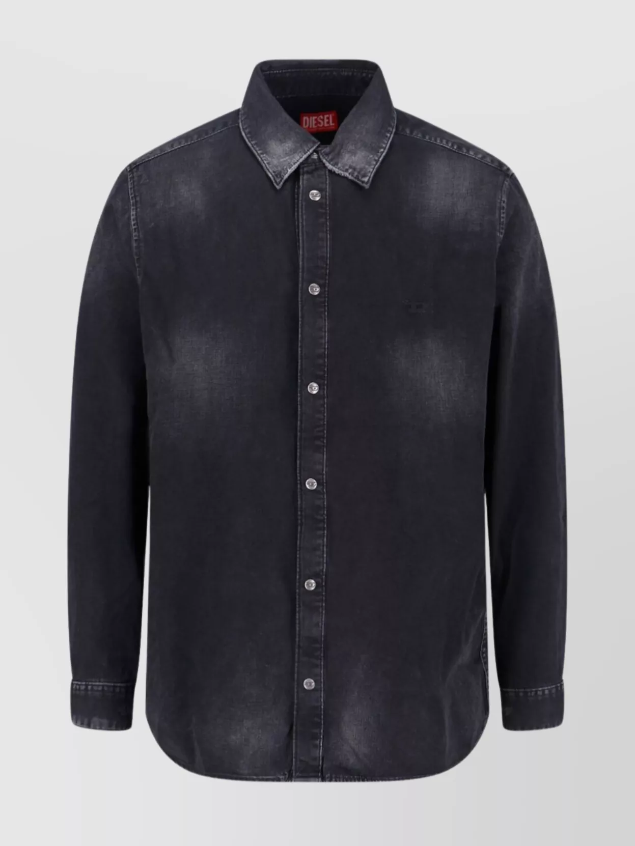 Diesel Long Sleeve Shirt With Point Collar And Buttoned Cuffs In Blue