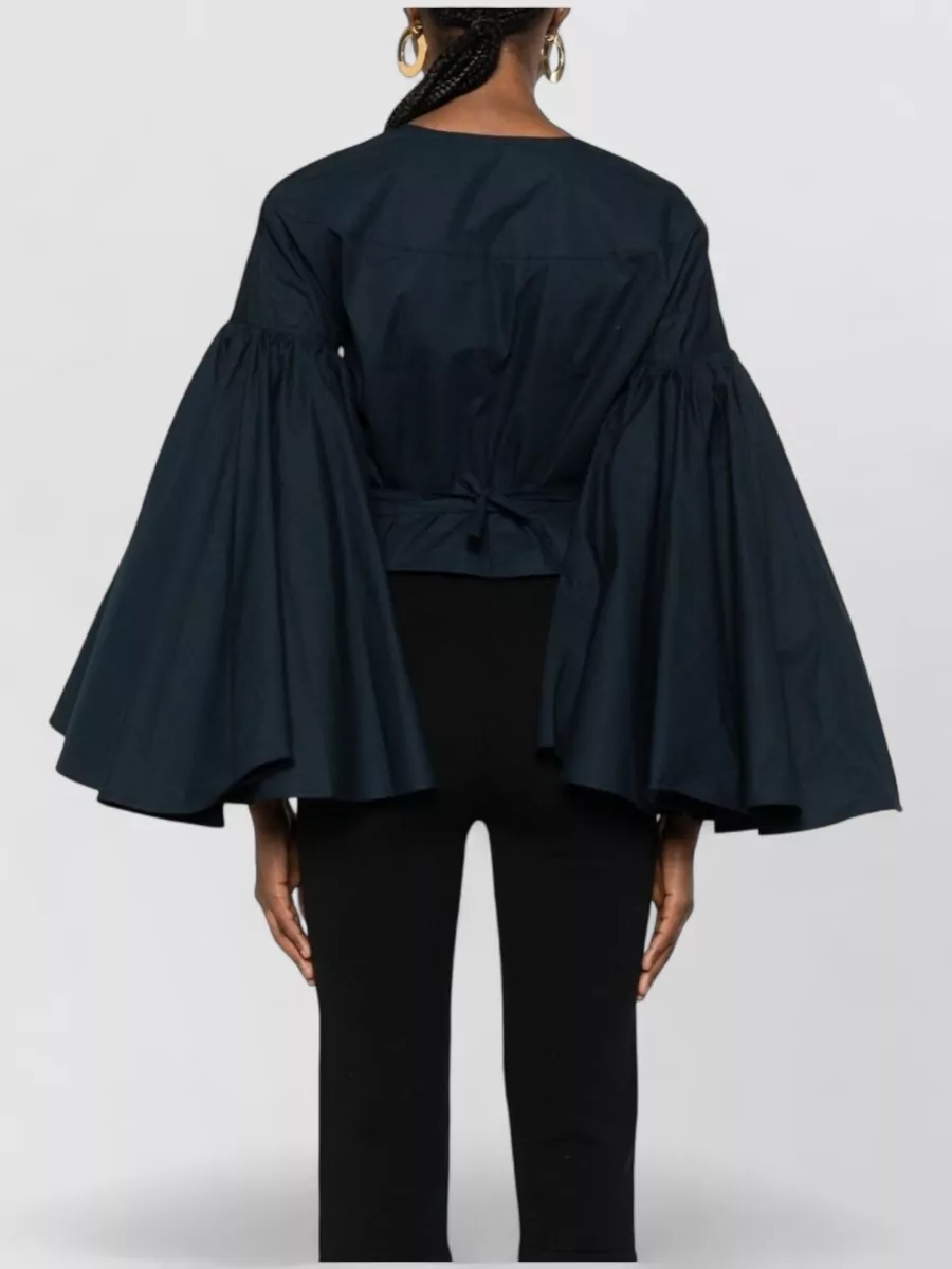 Jacquemus Cotton V-Neck Cropped Wrap Blouse