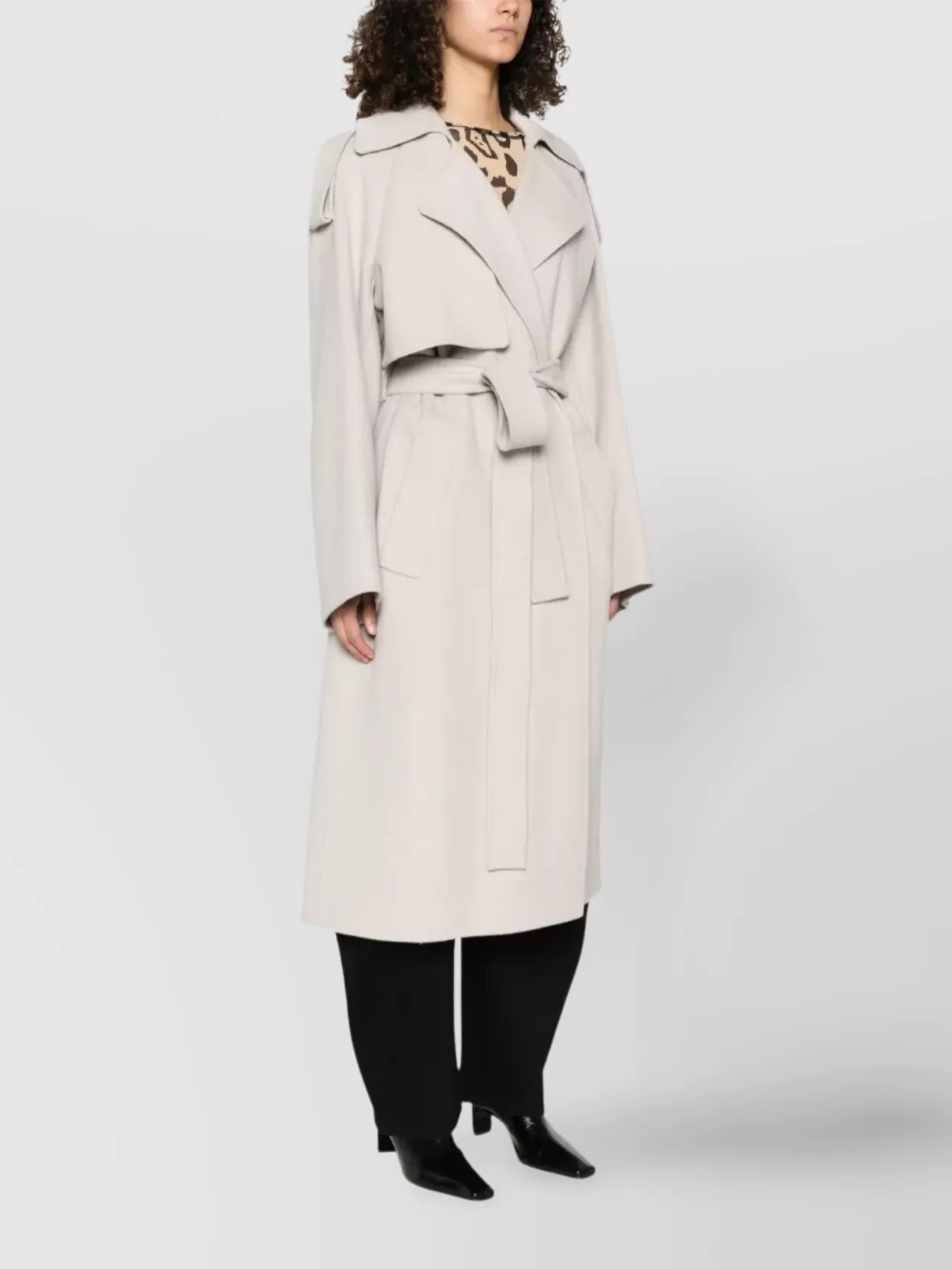 Sportmax Belted Long Coat Epaulettes