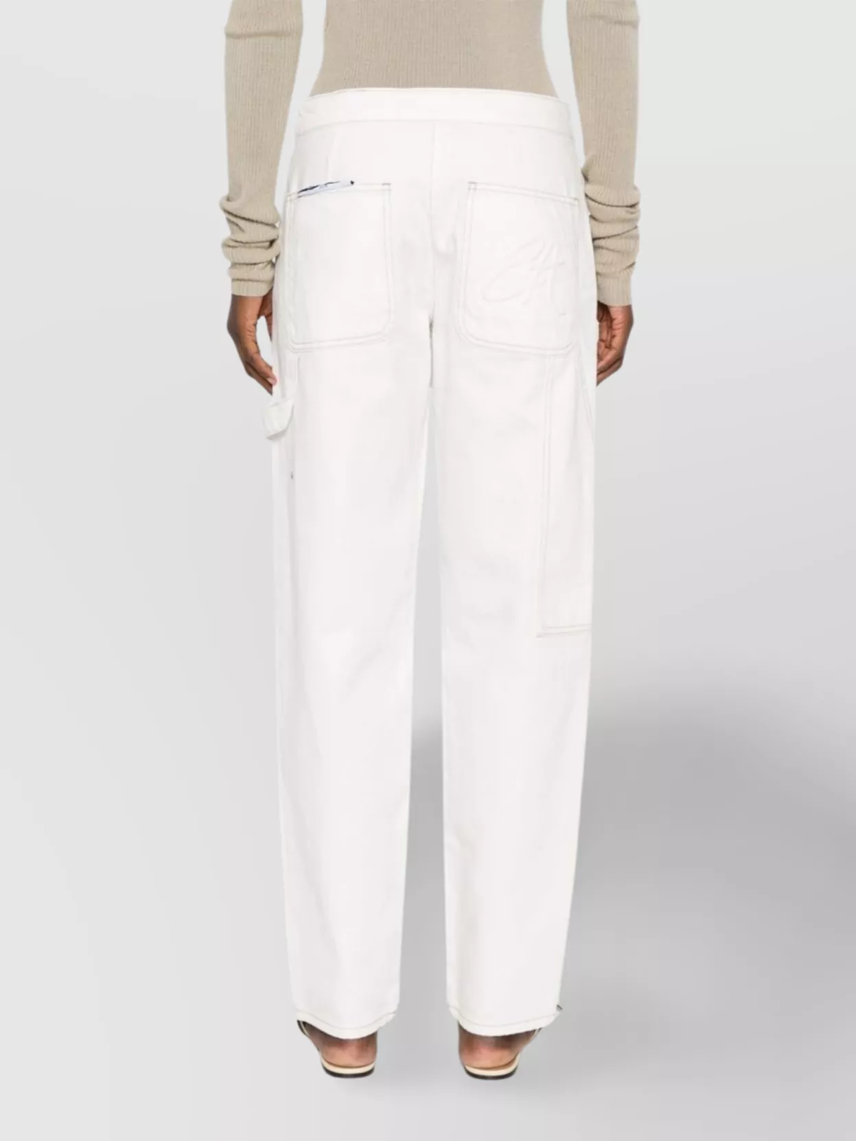 Shop Emporio Armani Cotton Trousers Button Detail