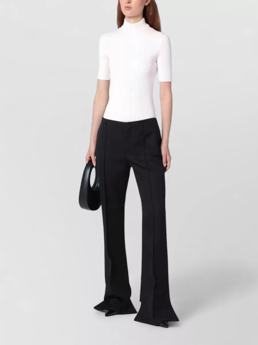 Courrèges Ribbed Turtleneck Short-Sleeve Knitted Top