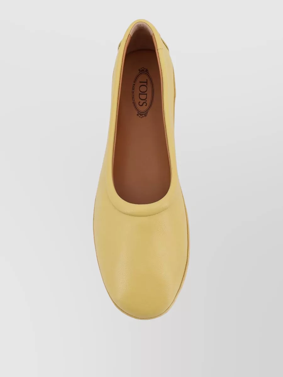 Tod's Leather Ballerina Shoe Gomminos Heel Detail