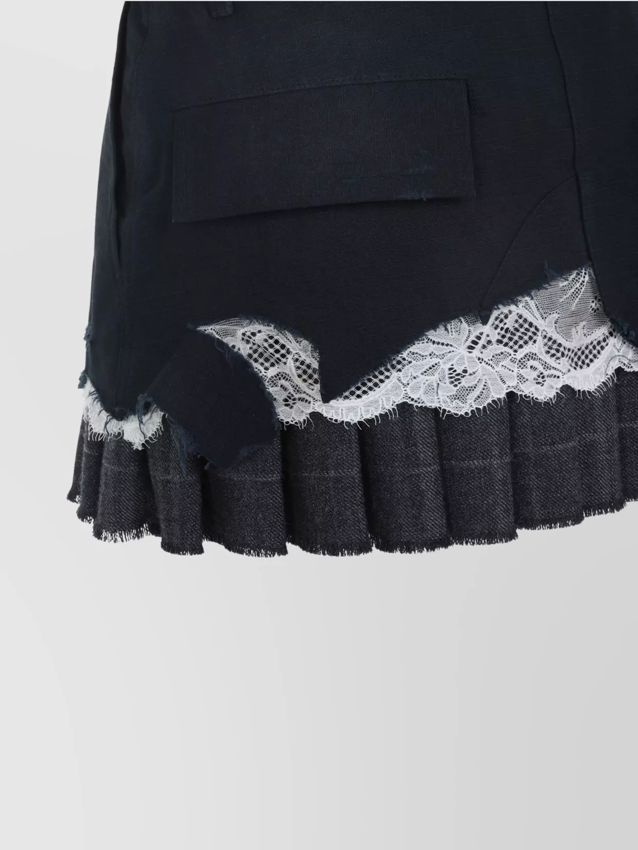 Balenciaga Cargo Skirt With Pleated Hem And Lace Trim In Blue