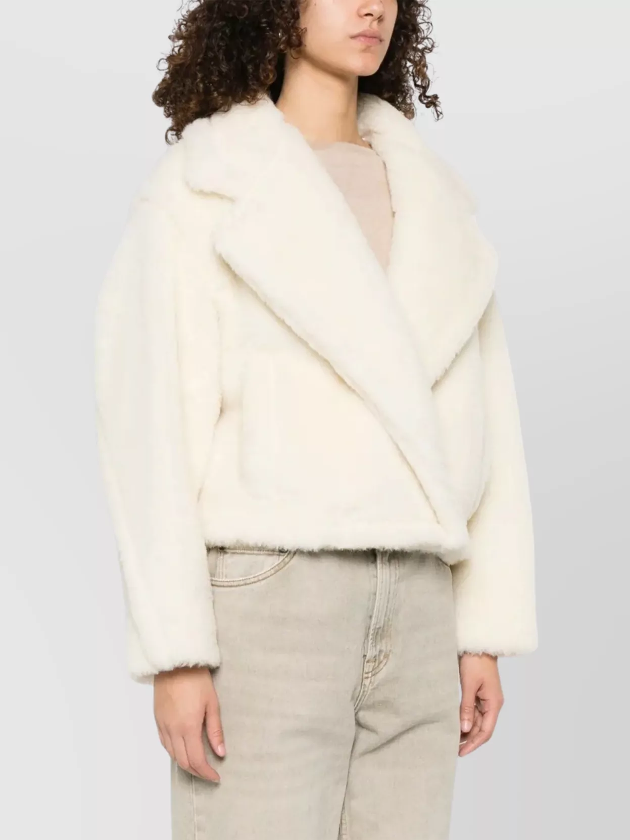 Max Mara Cropped Faux Fur Jacket With Long Sleeves
