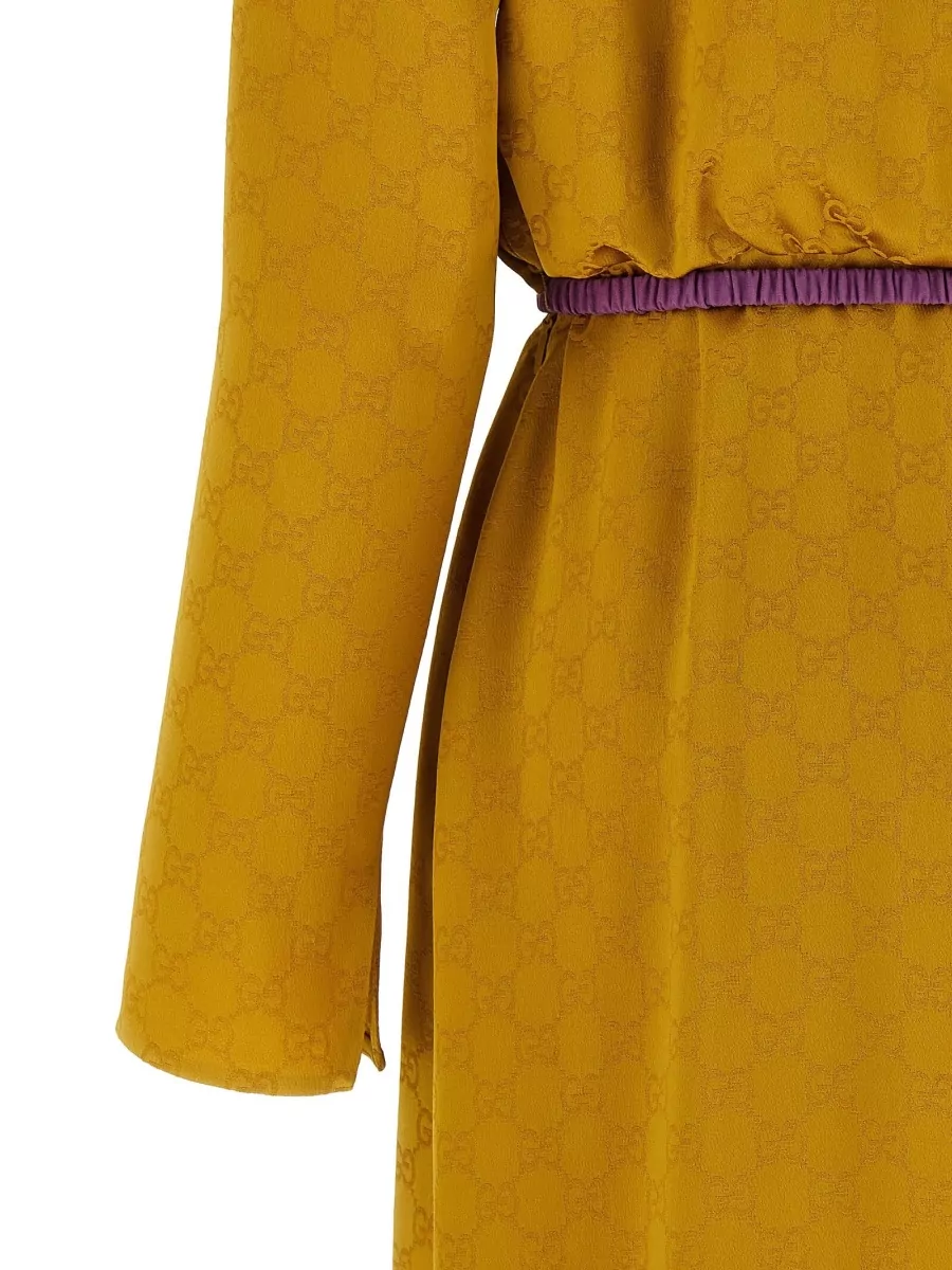 Gucci Jacquard Logo Midi Shirt Dress