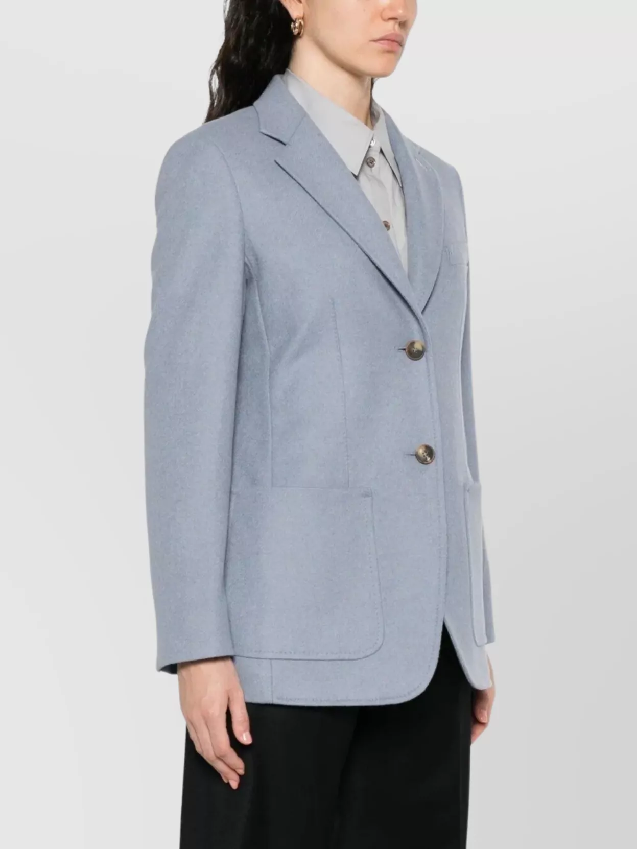 Max Mara Notch Lapel Single Breasted Jacket In Blue