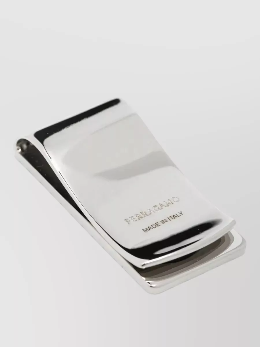 Ferragamo Guilloche Diagonal Stripe Money Clip