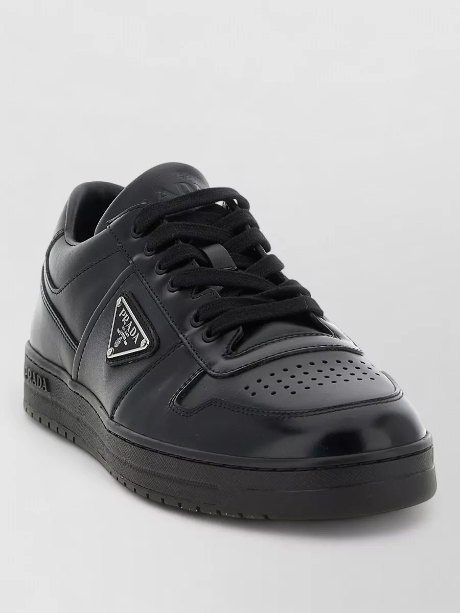 Prada Leather Downtown Low-Top Sneakers