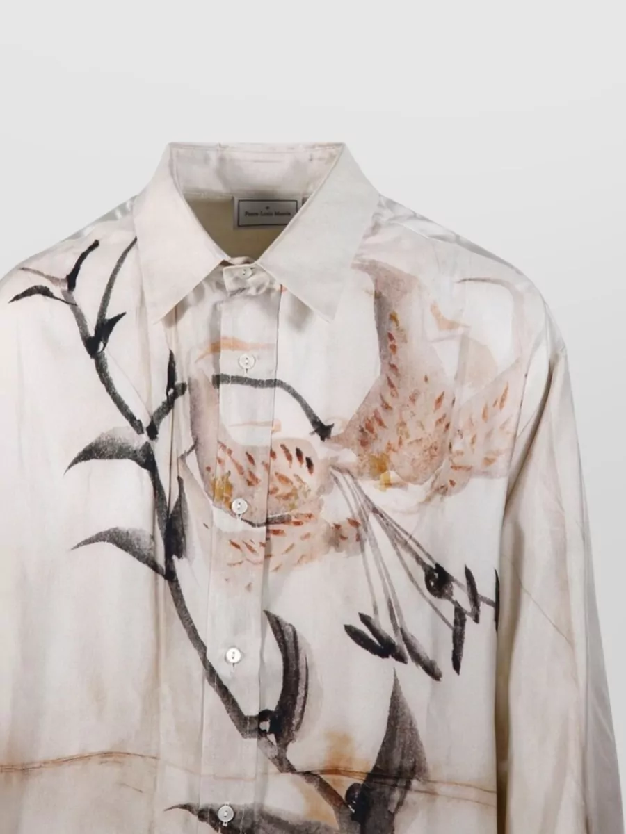 Pierre Louise Mascia Silk Floral-Print Long-Sleeve Shirt