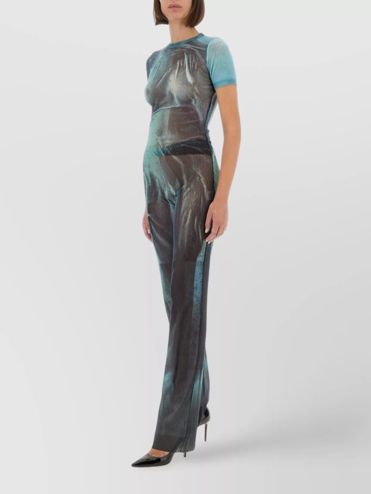Jean Paul Gaultier Sheer Abstract Print Trousers