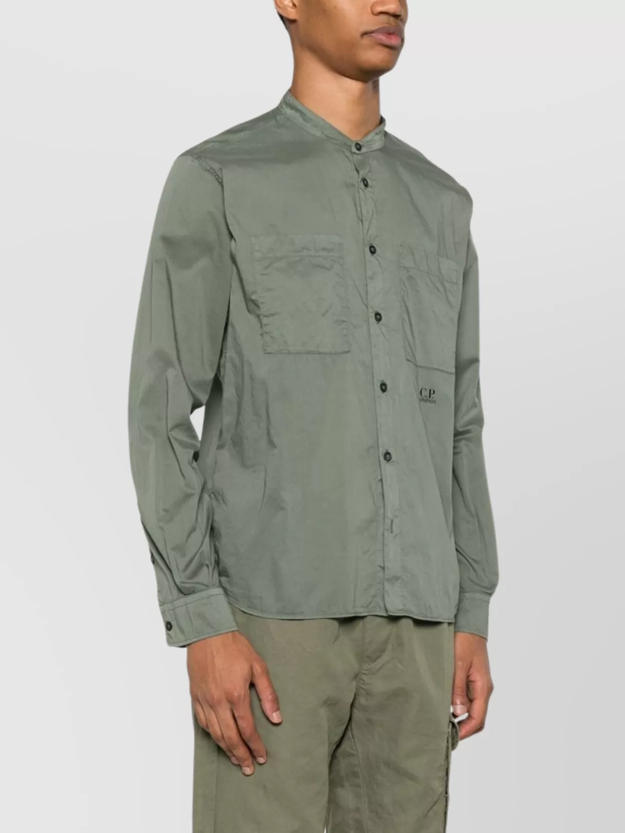 C.p. Company Mandarin Collar Shirt Chest Pockets