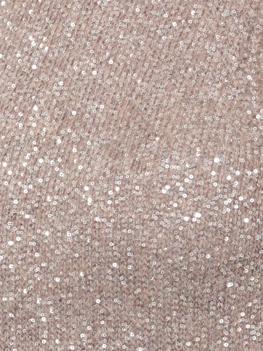 D.exterior Sequined Sleeveless High-Neck Knitted Top