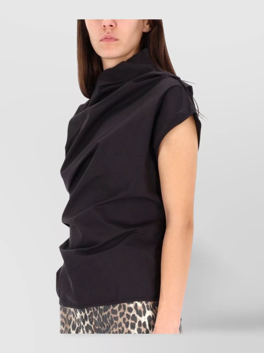 Ganni Asymmetric Draped Sleeveless Top With Open Back