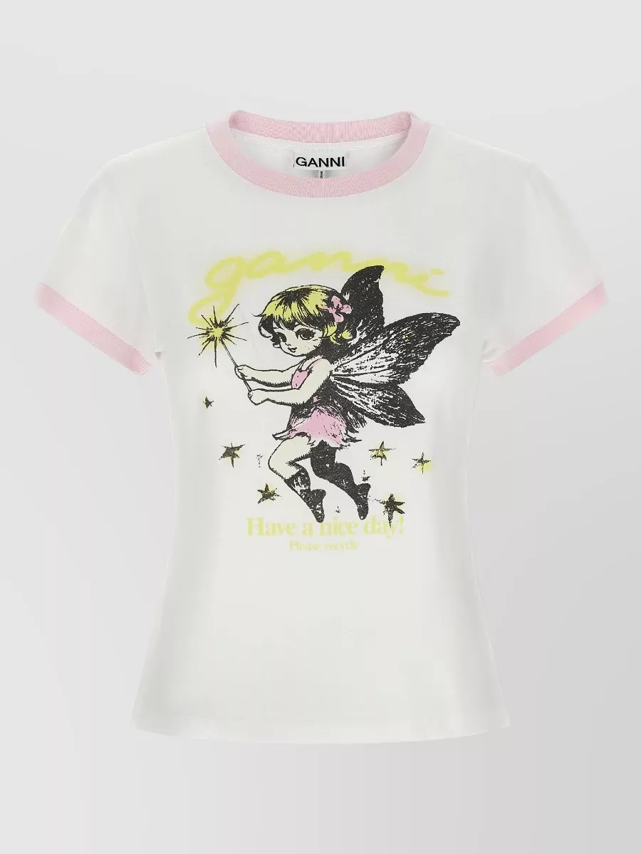 Ganni Organic cotton fairy print short sleeve t-shirt