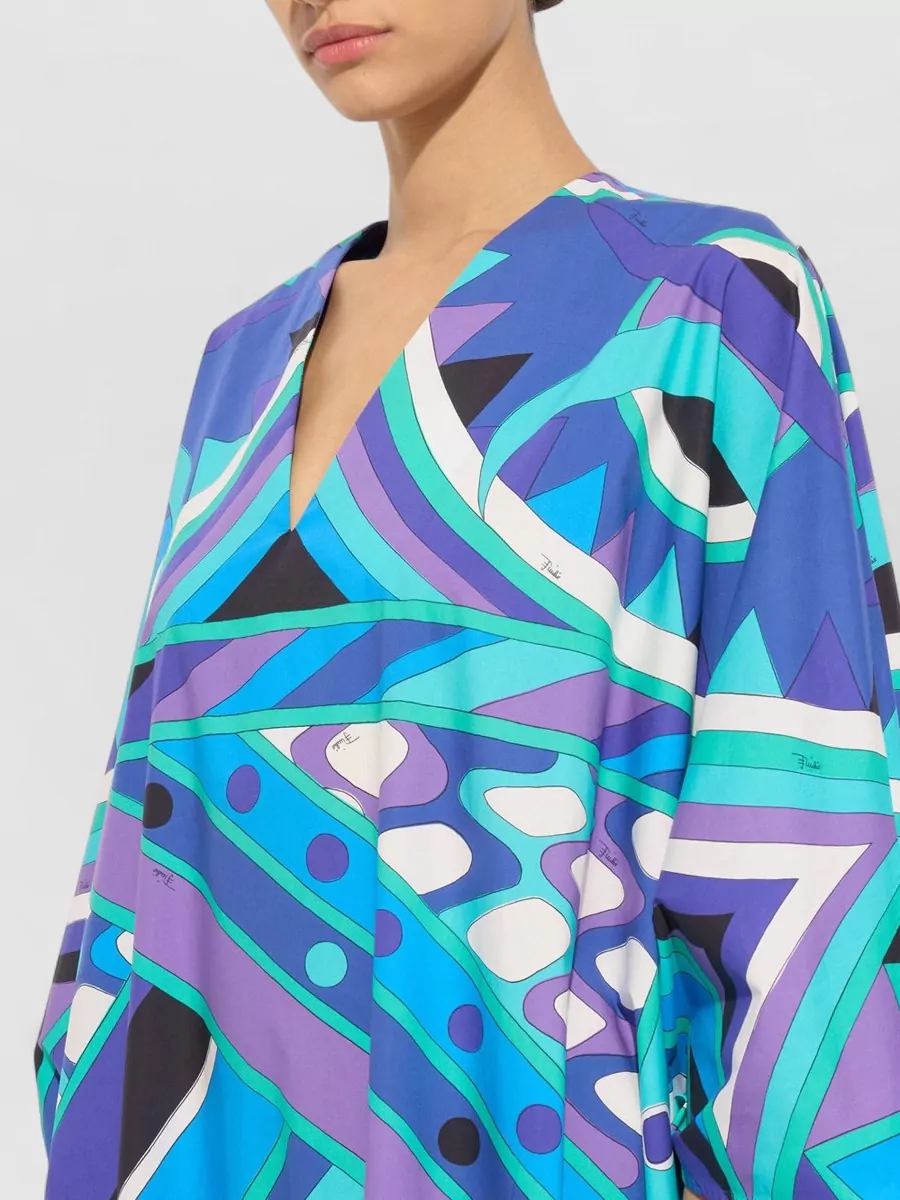 Pucci V-Neck Printed Maxi Kaftan Dress