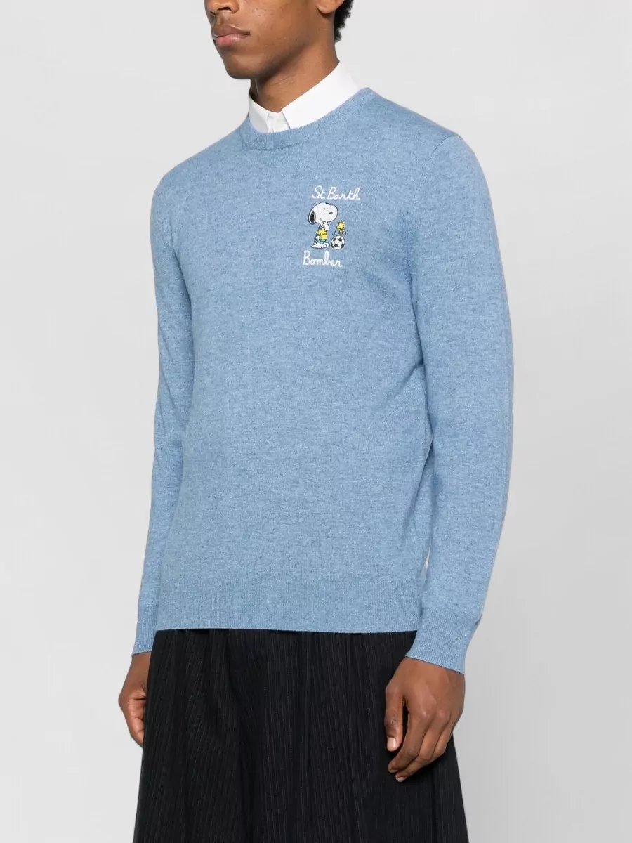 Mc2 Saint Barth Cartoon Graphic Crew Neck Sweater With Embroidery